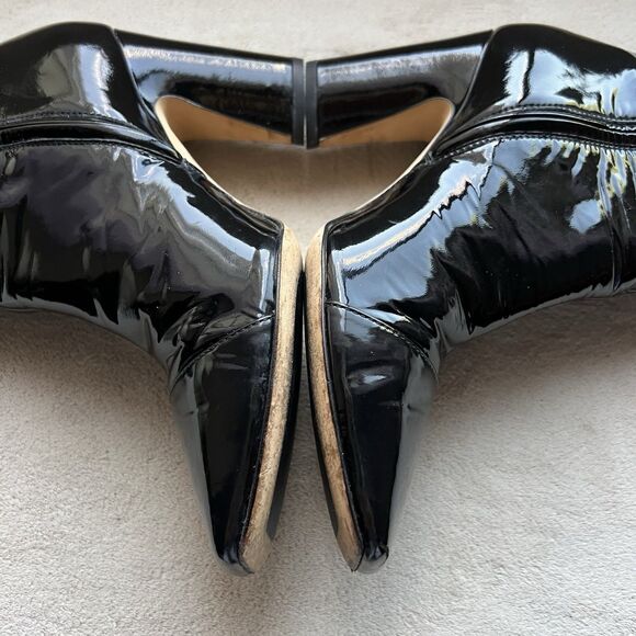 Jimmy Choo Black Patent Leather Block Heel Ankle Boot Women EU 36.5 US 6.5 Chic - Picture 7 of 16